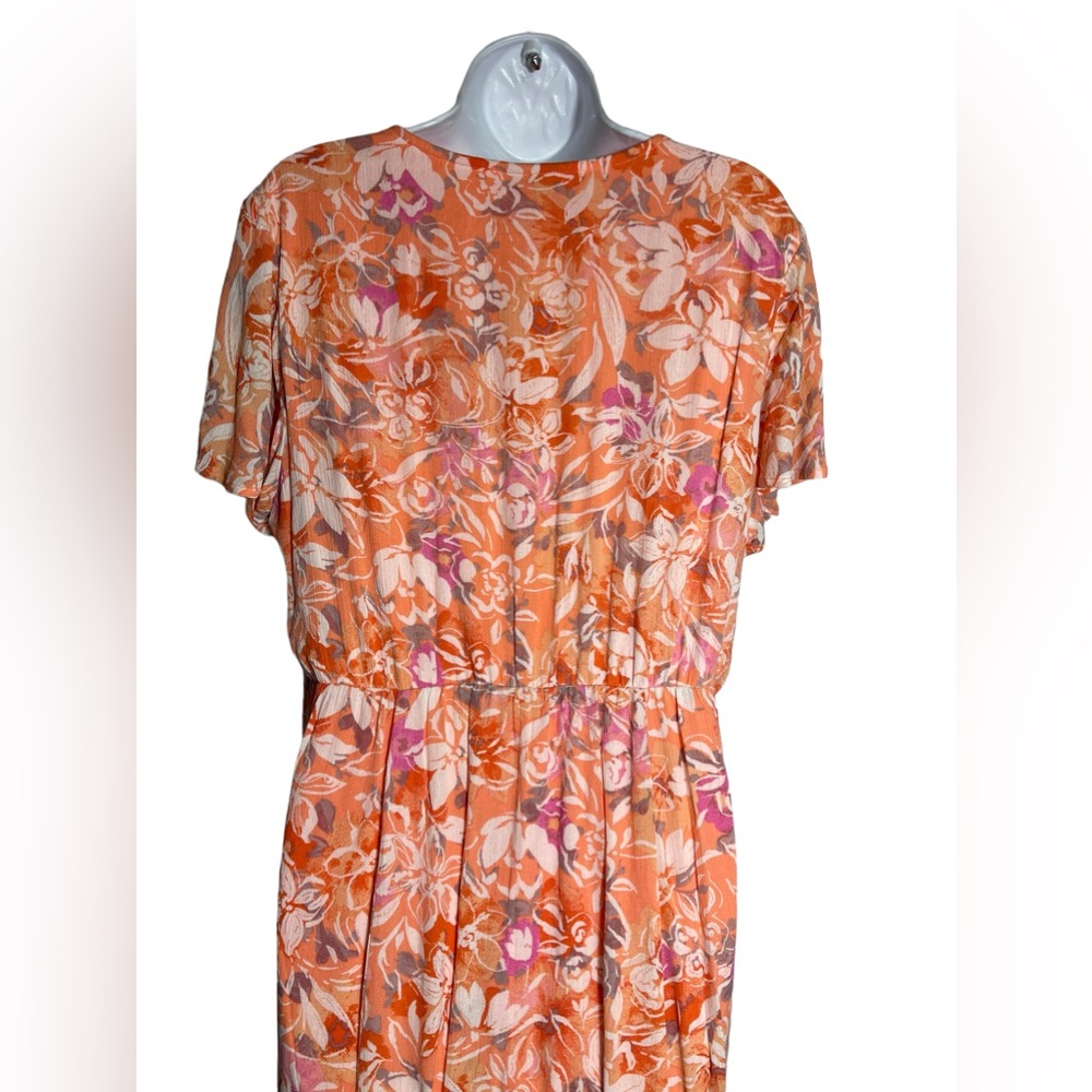 TORRID dress size 1x stunning orange and white floral rayon summer dress 🧡 - Picture 6 of 8